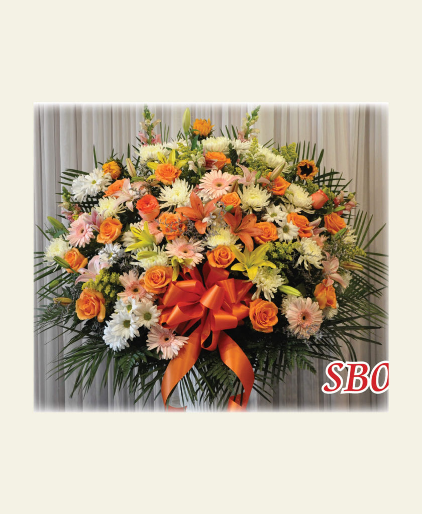 SB0100: Pink and orange with lilies standard basket - Floral Fantasy US